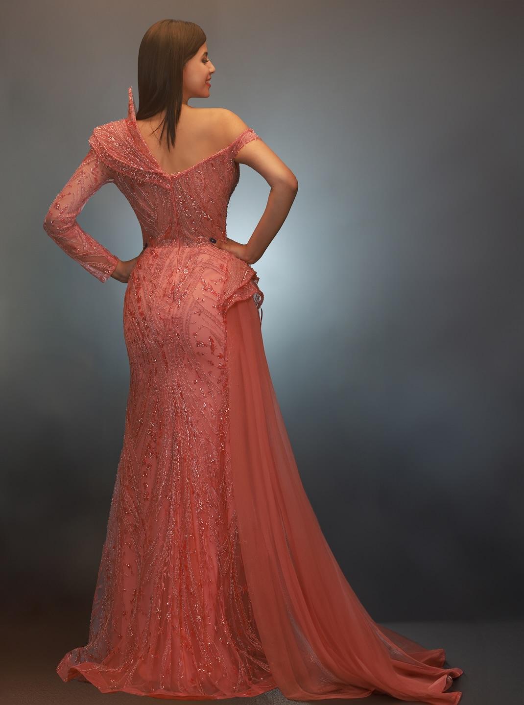 Sparkly Evening Dresses Sequins Prom Gowns Beading One Shoulder Customized Side Split Princess Sweep Train Formal Occasion Party Dress Vestidos De Noc
