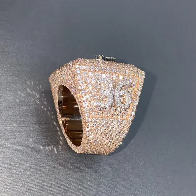 Hip Hop Jewelry Rapper Style Champion Ring D Color VVS1 Moissanite S925 Mens Fully Iced Out Champion Custom Ring Diamond