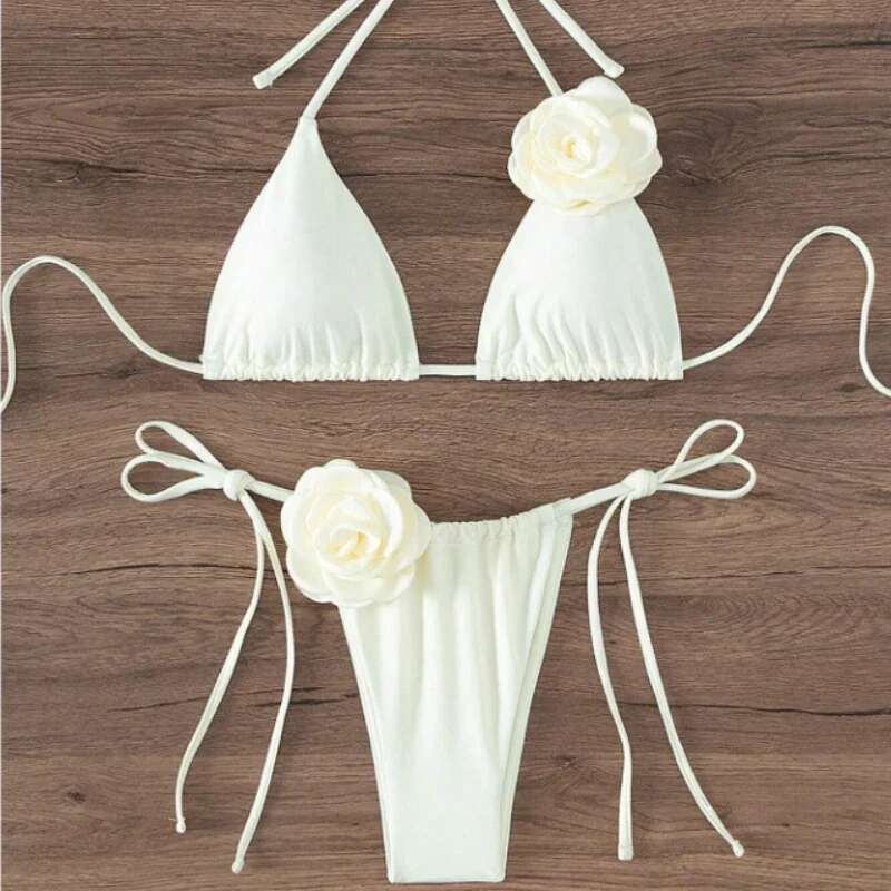 S-L Sexy 3D Flowers Liquor Strapless Bikini Women Swimwear Women Swimwear Two-Piece Bikini Set Swimwear Swimwear