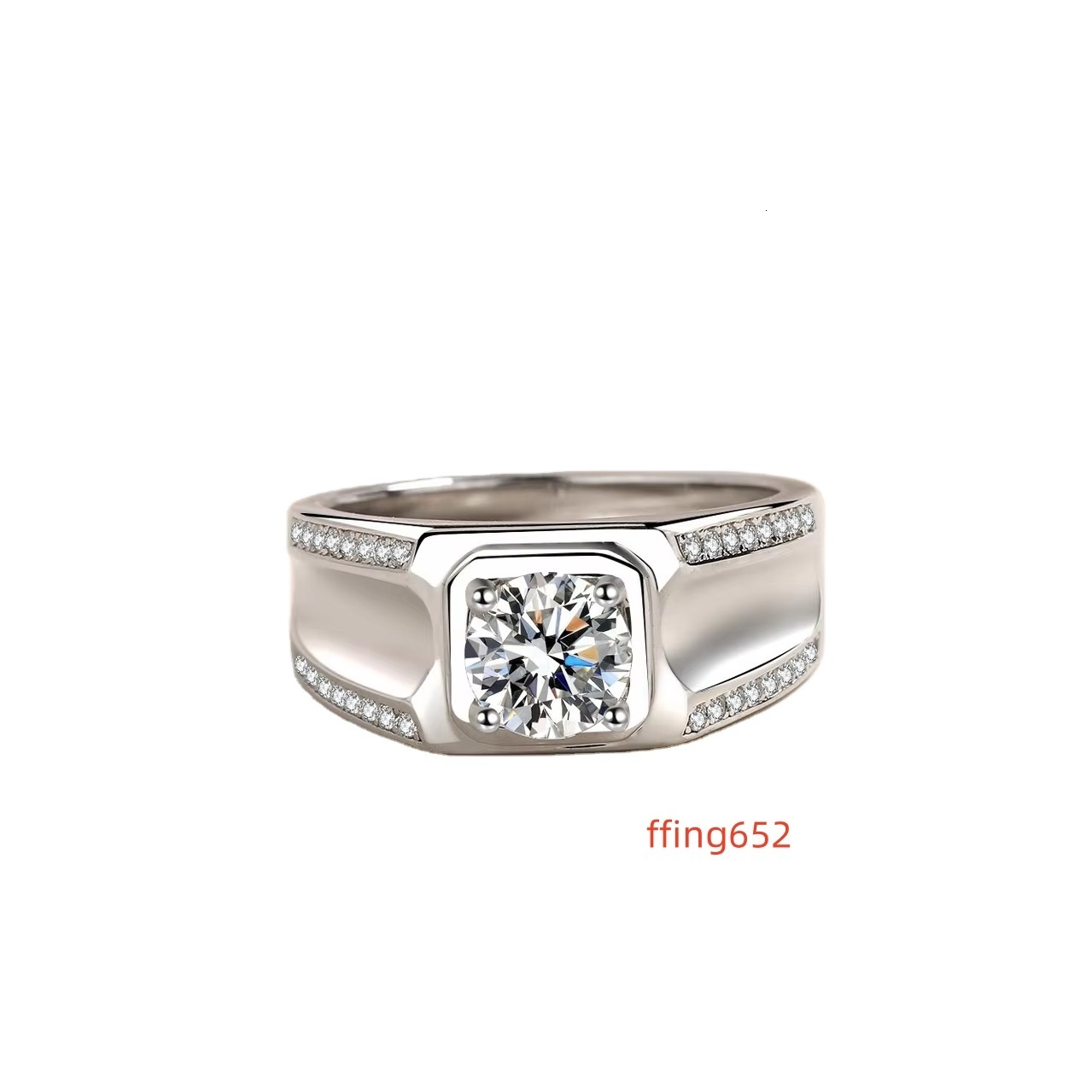 Custom S925 Sterling Silver Mens Vintage 1ct Moissanite Ring with Large Signet