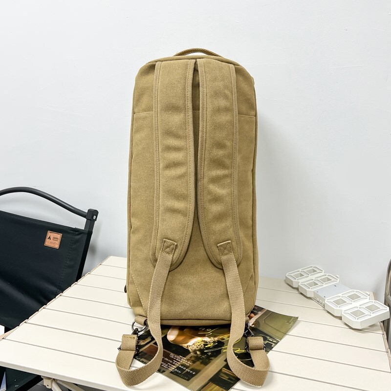 Bucket canvas shoulder backpack casual men's women's hand-held business travel backpack, cylindrical crossbody, sports and fitness designer