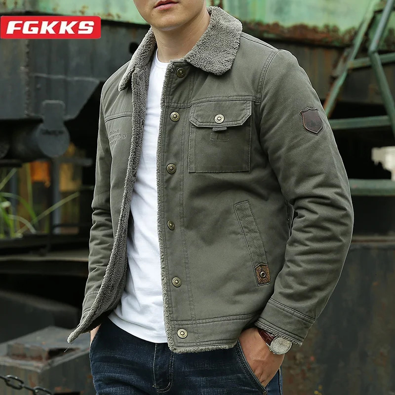 FGKKS Mens Casual Jacket with Wool Slimming Fashion Coat High Quality n Street Clothing 250313