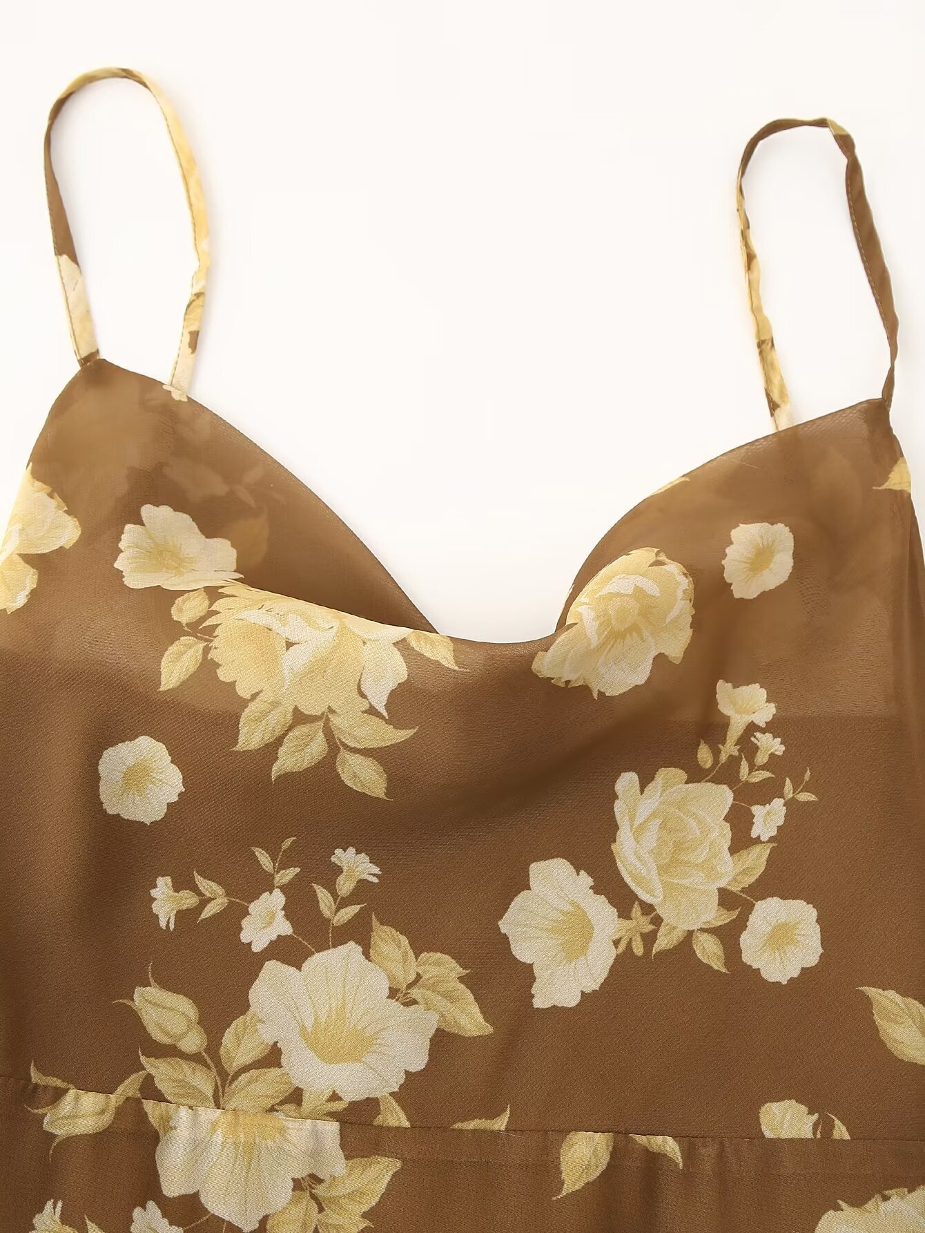 Double Layered Lotus Leaf Edge Chiffon Swing Collar Suspender Dress 2025 Summer New Style Sexy Slim Fit Mid Length Skirt