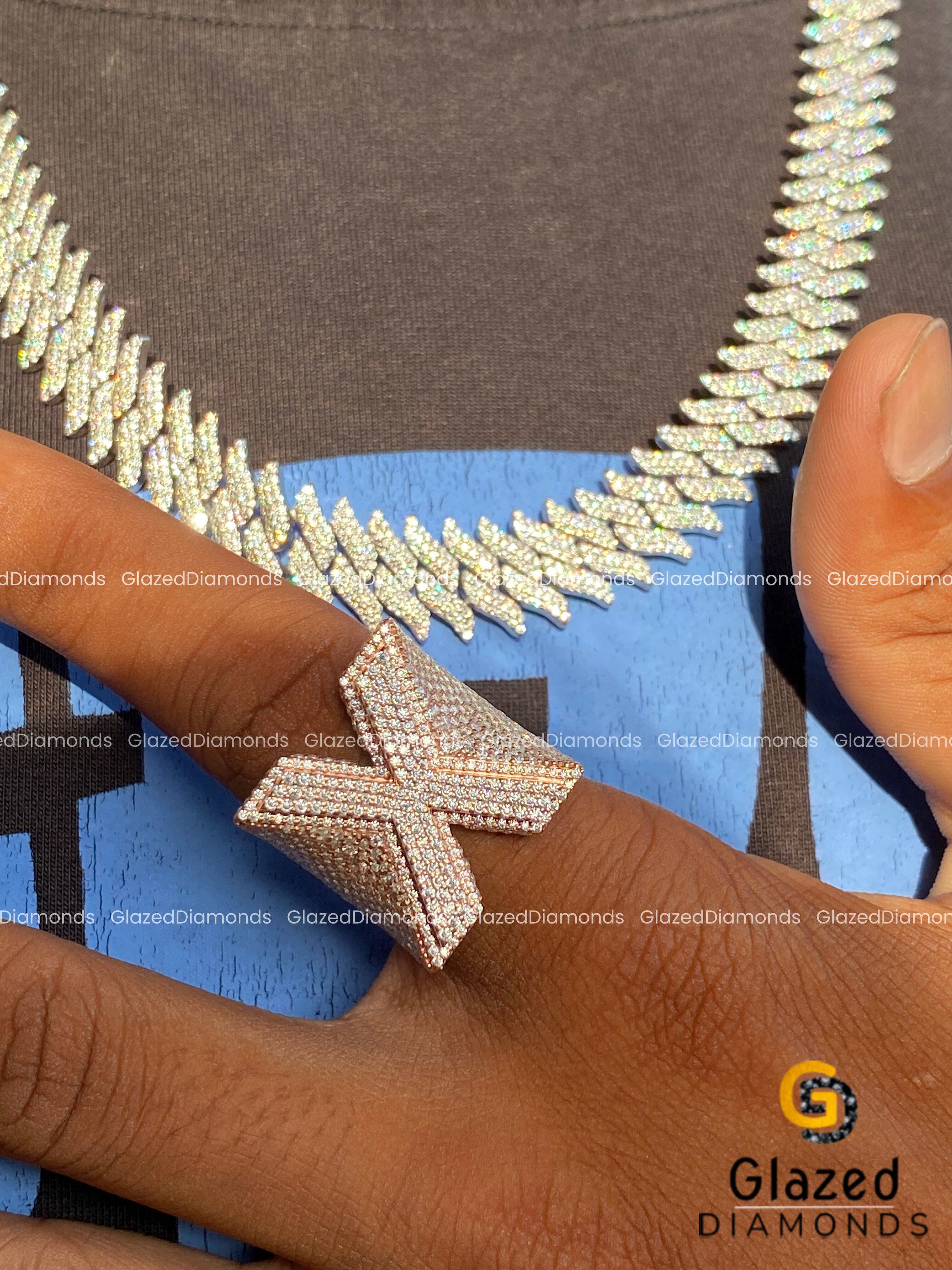 Stylish New Arrival Iced Out Custom Hip Hop Ring Made in 10kt Rose Gold With Enhanced VVS Clarity Moissanite Diamonds