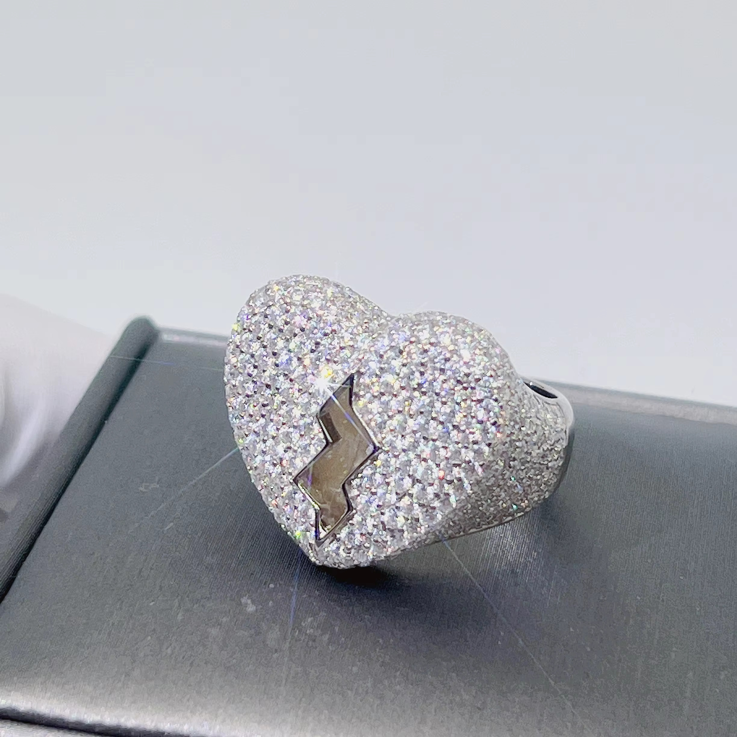 Ready to Ship Fine Jewelry Rapper Diamond 925 Sterling Silver Gold Plated Ice Rose Gold Moissanite Hip Hop Ring for Men