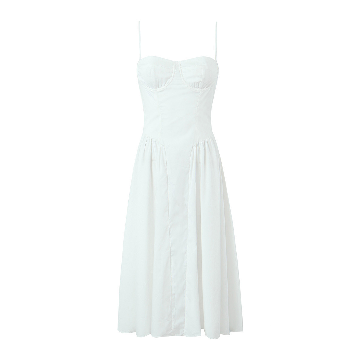 Spicy Girl Niche Design Sense Square Neck Three-Dimensional Steel Ring Waist Cinched Pleated Dress 2025 Summer New Product Sexy Slim Fit