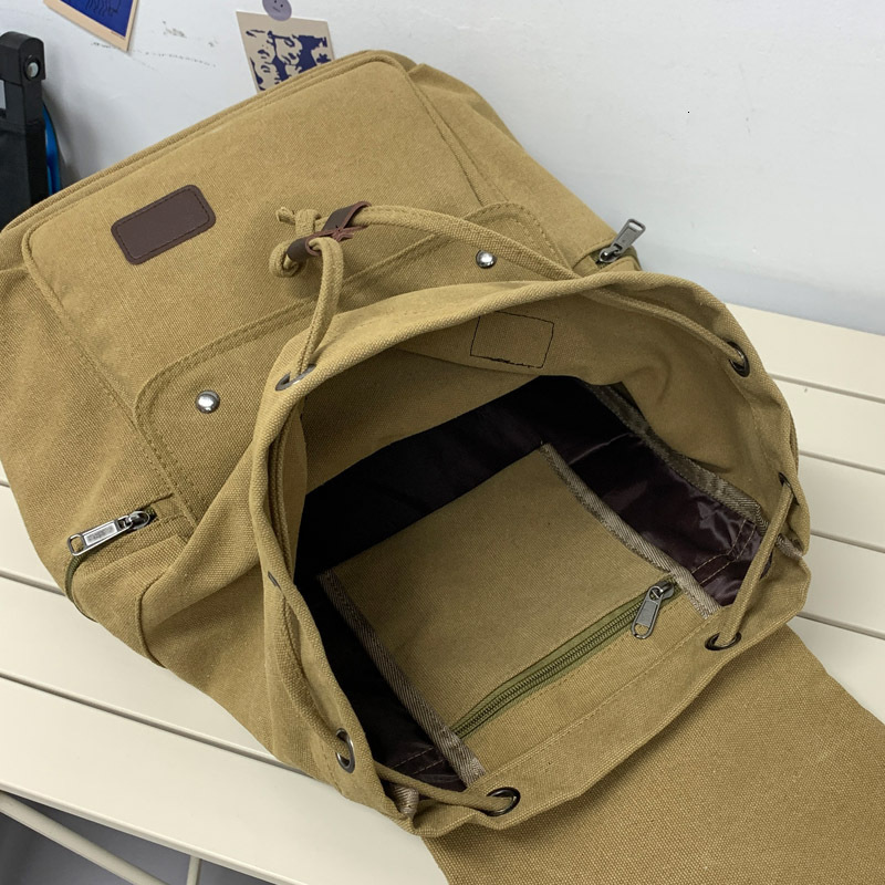designer bag Casual Street Trendy Canvas Personalized Simple Student Outdoor Travel Drawstring Backpack
