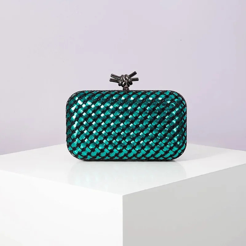 Woven Clutch Bag for Women Formal Party Contrast Color Microfiber Thread Braid Evening Bags Classic Chain Small Square Handbags 250314