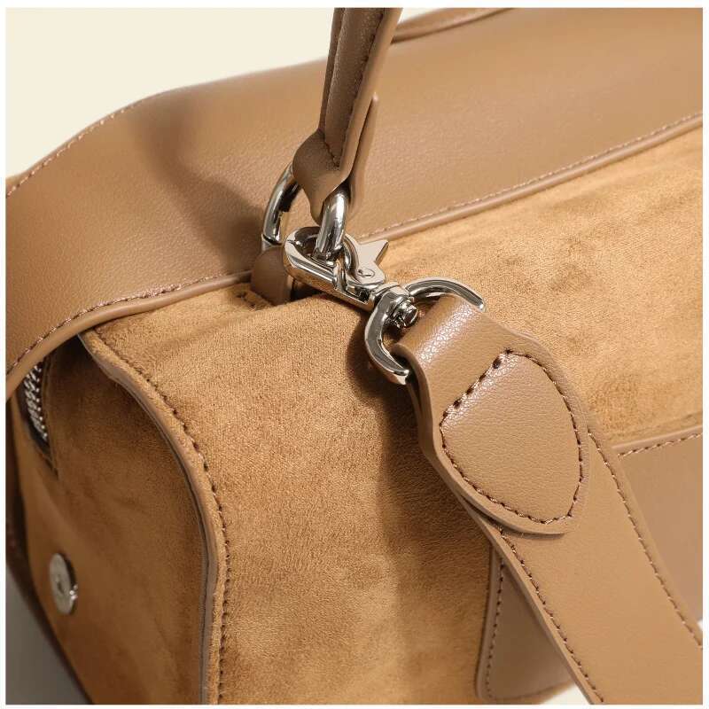 New Collection Coffee Color Pillow Tote 2 Sizes Matte Suede Cow Leather Women Shoulder Bag Daily-Use Winter Handbag