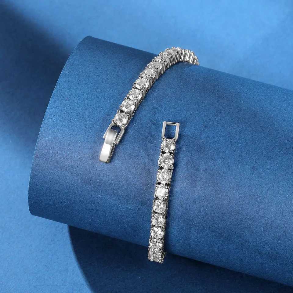 925 sterling silver 4mm tennis bracelet inlaid with zircon crystal electroplating 18k gold luxury fashion womens clothing giftXJ250315