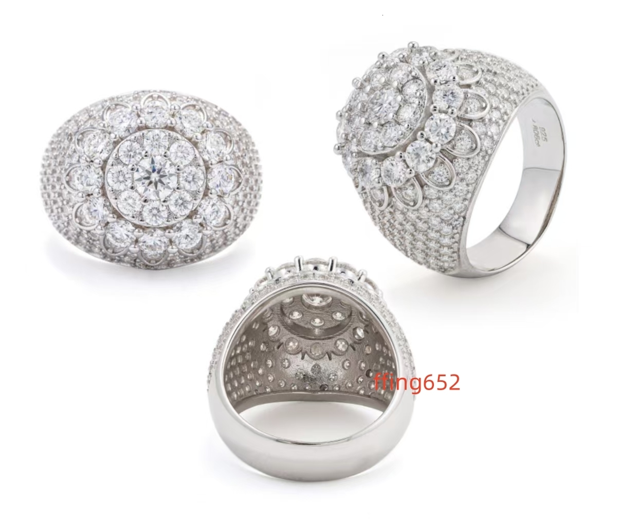 S925 Sterling Silver Eternity Band Ring Hiphop Engagement Mossanite Mens Diamond Ring Moissanite Ring