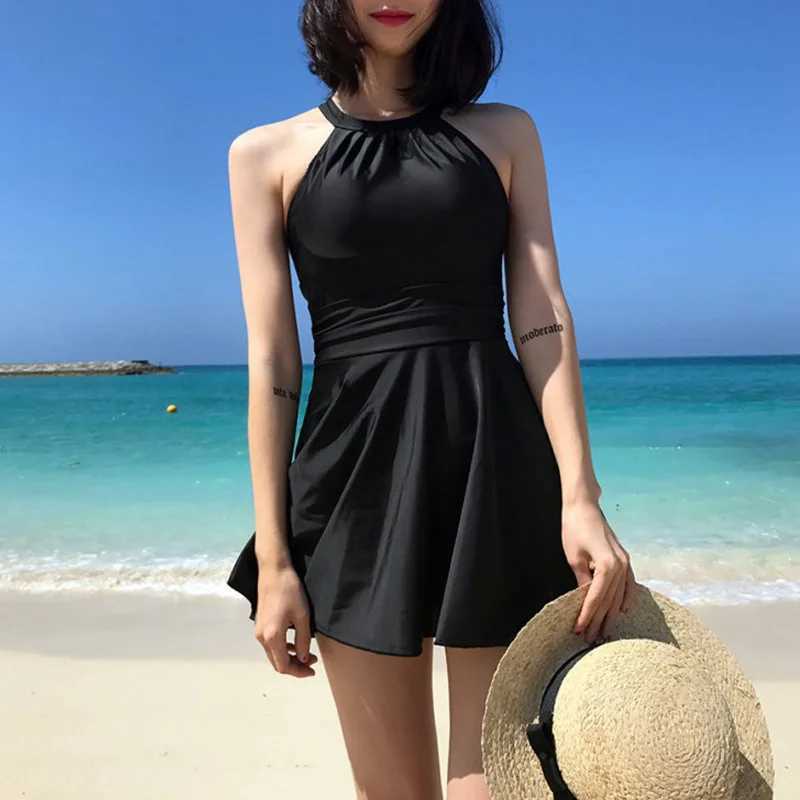 Sexy black Mush one-piece swimsuit Monokini Plus size swimsuit womens bikini one-piece swimsuit with Skirt Bathsuit Swim DrXJ250315