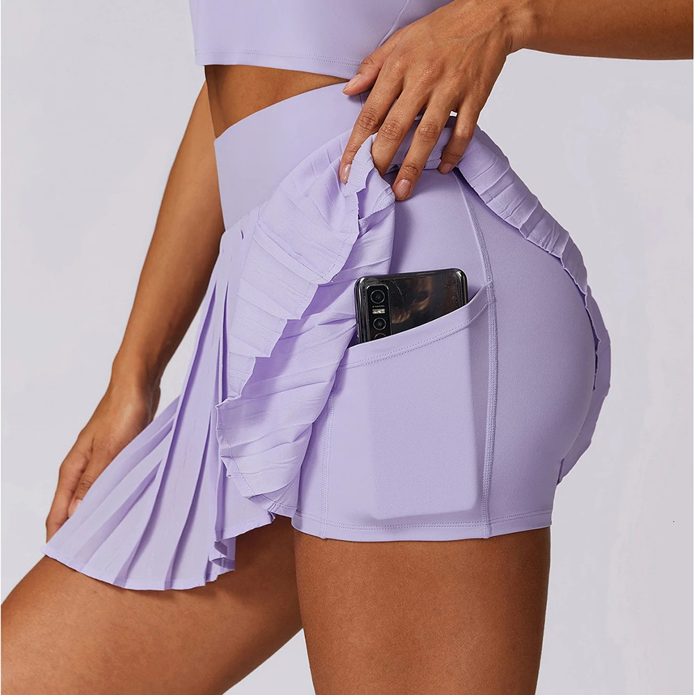 Yoga pleated pocket skiing breathable high waisted Skorts golf and tennis sportswear 250314