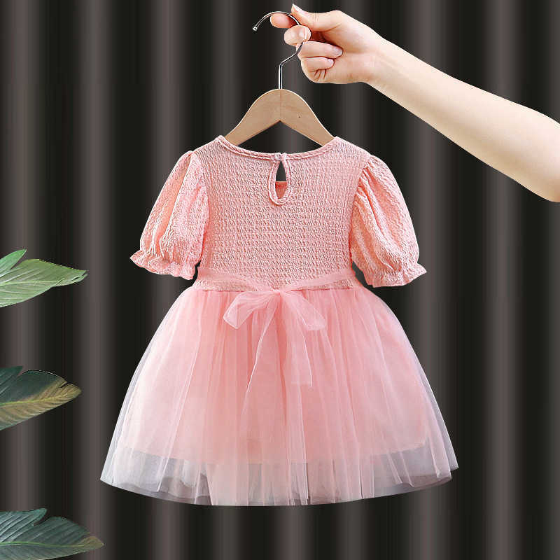 Girl's Dresses Girls' summer dress 2024 Korean version summer new style children's dress bow baby mesh princess dress batch
