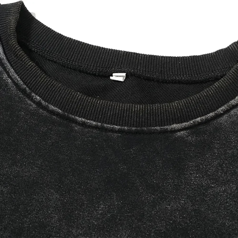 Washed Longsleeved Sweater Mens Original American Heavyduty Loose Round Neck Old Retro Bottoming Shirt Sports Hoodie 250311
