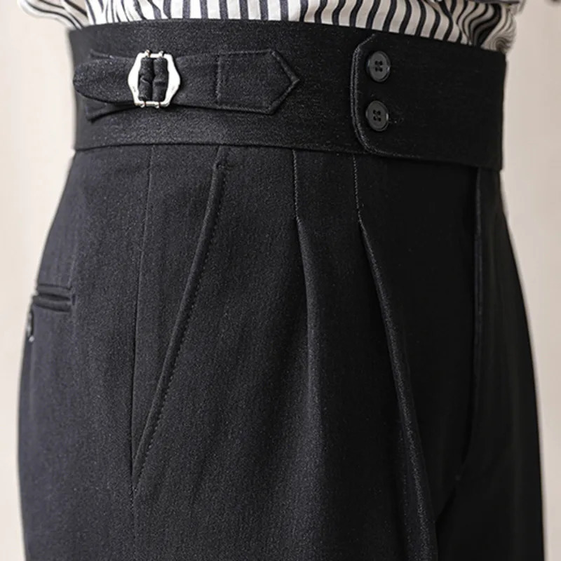 Dress Pants Men Black Homme Italian High Waist Business Versatile Draped Trousers Gentlemen Office 250313