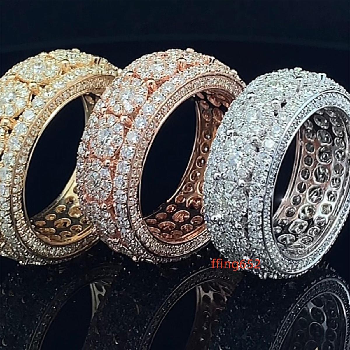 Factory Price Wholesale Custom 925 Silver Jewelry Hip Hop Iced Out Moissanite Rings