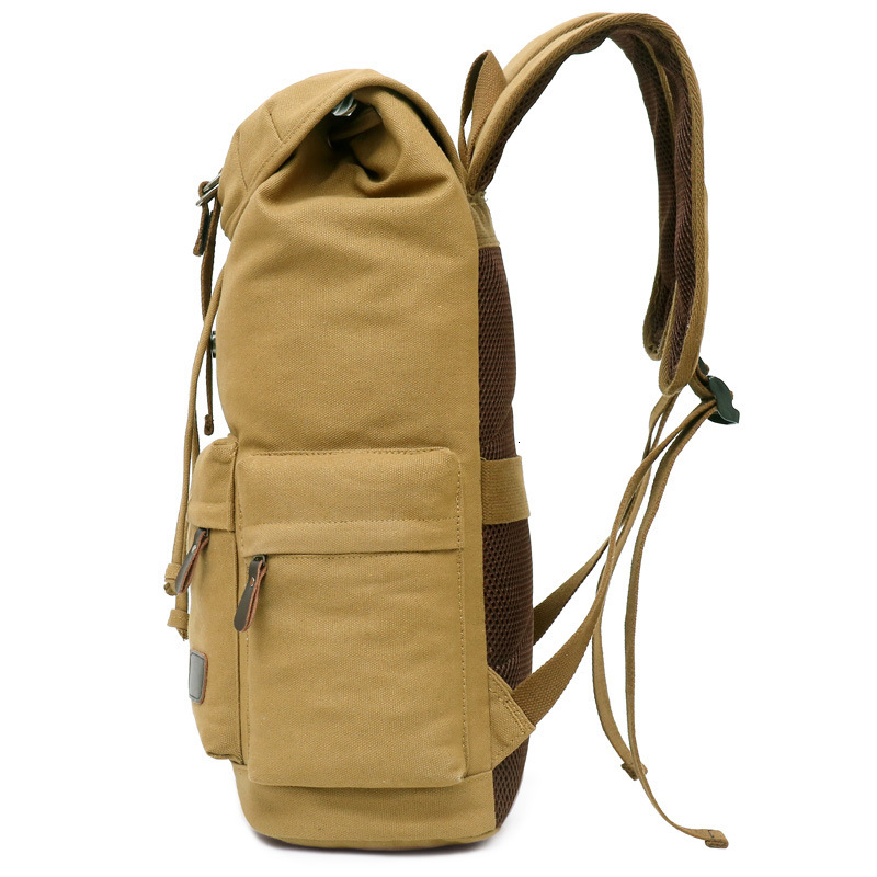 Men's trendy backpack canvas, men's high school large capacity outdoor backpack, leisure travel designer bag
