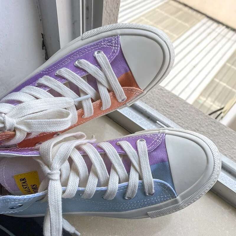 2025 new women's color changing canvas shoes designer trendy and fashionable high top lace up wooden board shoes cute casual running shoes