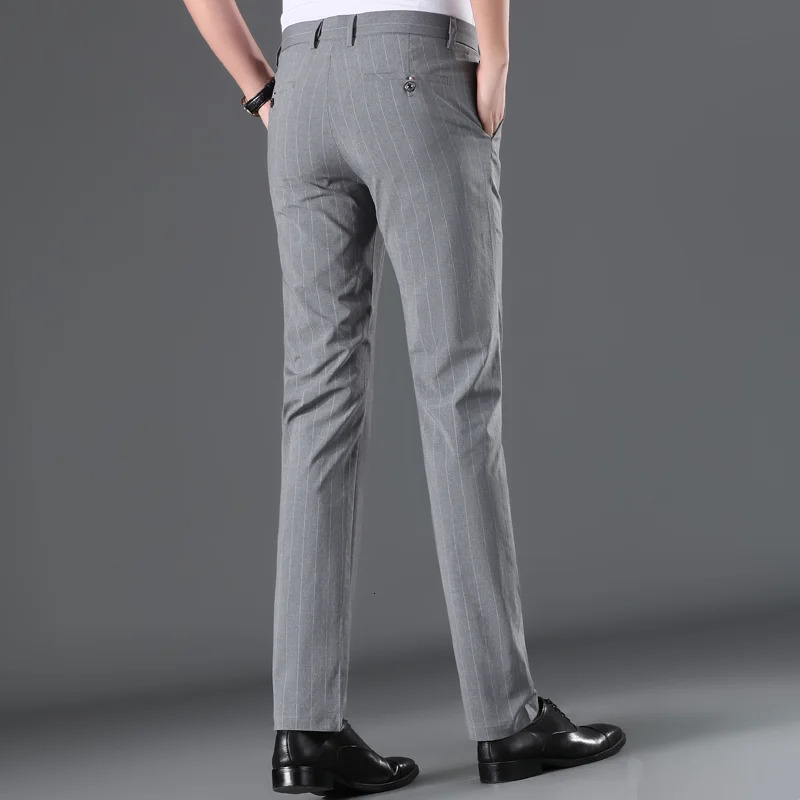 Spring Mens White Striped Suit Pants Business Casual Trousers Asian Size M5XL 6XL Wedding Party Men 250313