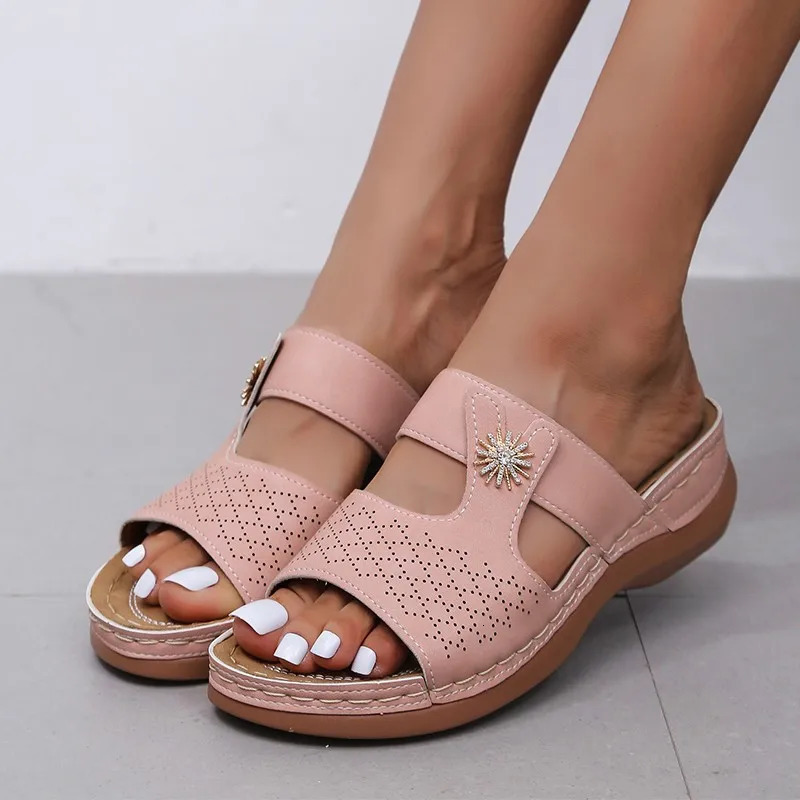 Summer Women Wedge Sandals Premium Orthopedic Open Toe Slippers Vintage Anti-Slip Leather Casual Female Platform Retro Shoes 250314