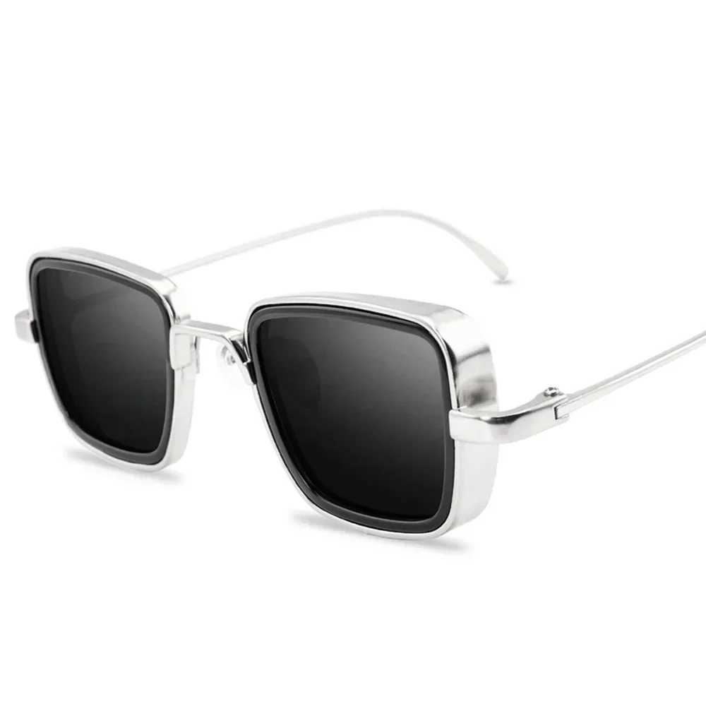 Stylish Retro Brand Shades Men Women Sun Glasses UV400 Square Vintage Metal Steampunk Sunglasses W250315