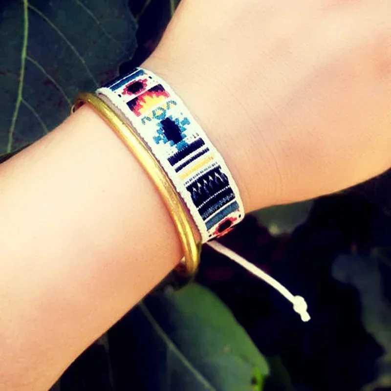 Bohemian style woven rope friendship bracelet mens cotton handmade charm bracelet and bangle ethnic jewelry giftXJ250315