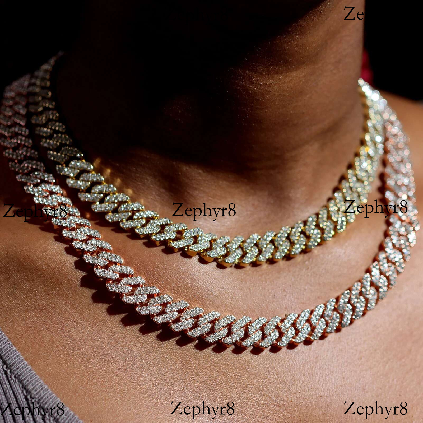 2025 New model 12MM Rose Gold Color Miami k Chain Iced Out Bg Rhie Cuban Choker Necklace Women Men Hip Hop Jewelry