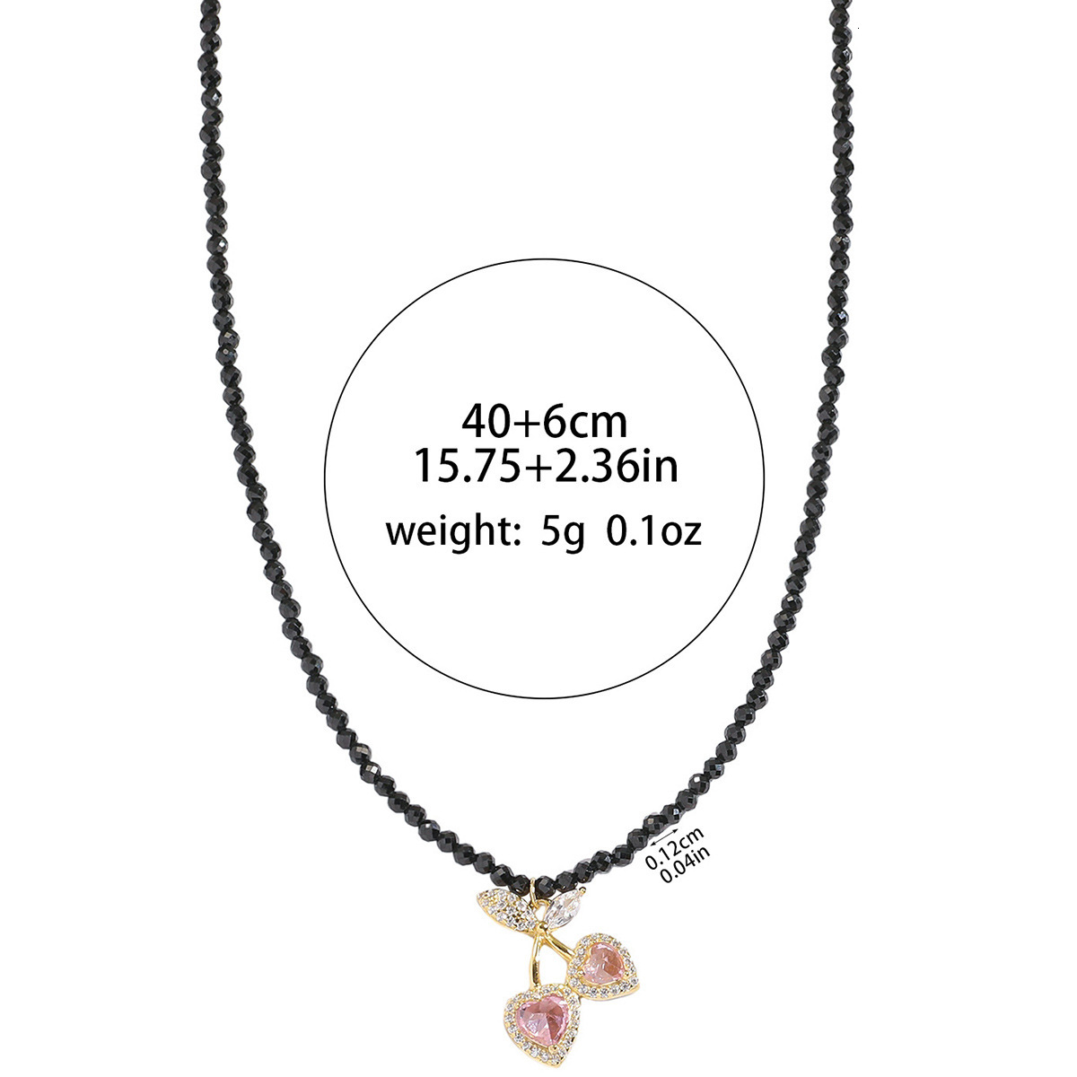 S925 Silver Necklace Women's New Japanese And Korean Fashion Love Crystal Beaded Necklace Niche Design Cherry Collarbone Chain