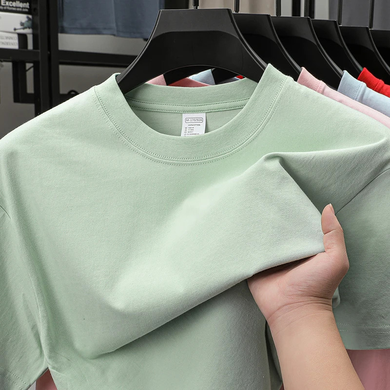 Summer mens pure cotton short sleeved T-shirt breathable sweatshirt skin friendly casual crew collar top of the line casual T-shirt 250314