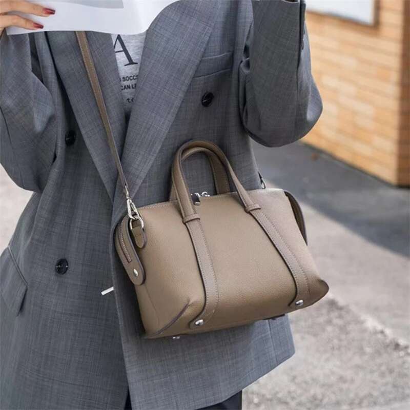 Burminsa Cowhide Genuine Leather Pillow Shoulder Bags For Women 2025 Designer Crossbody Satchel Top Handle Work Handbags