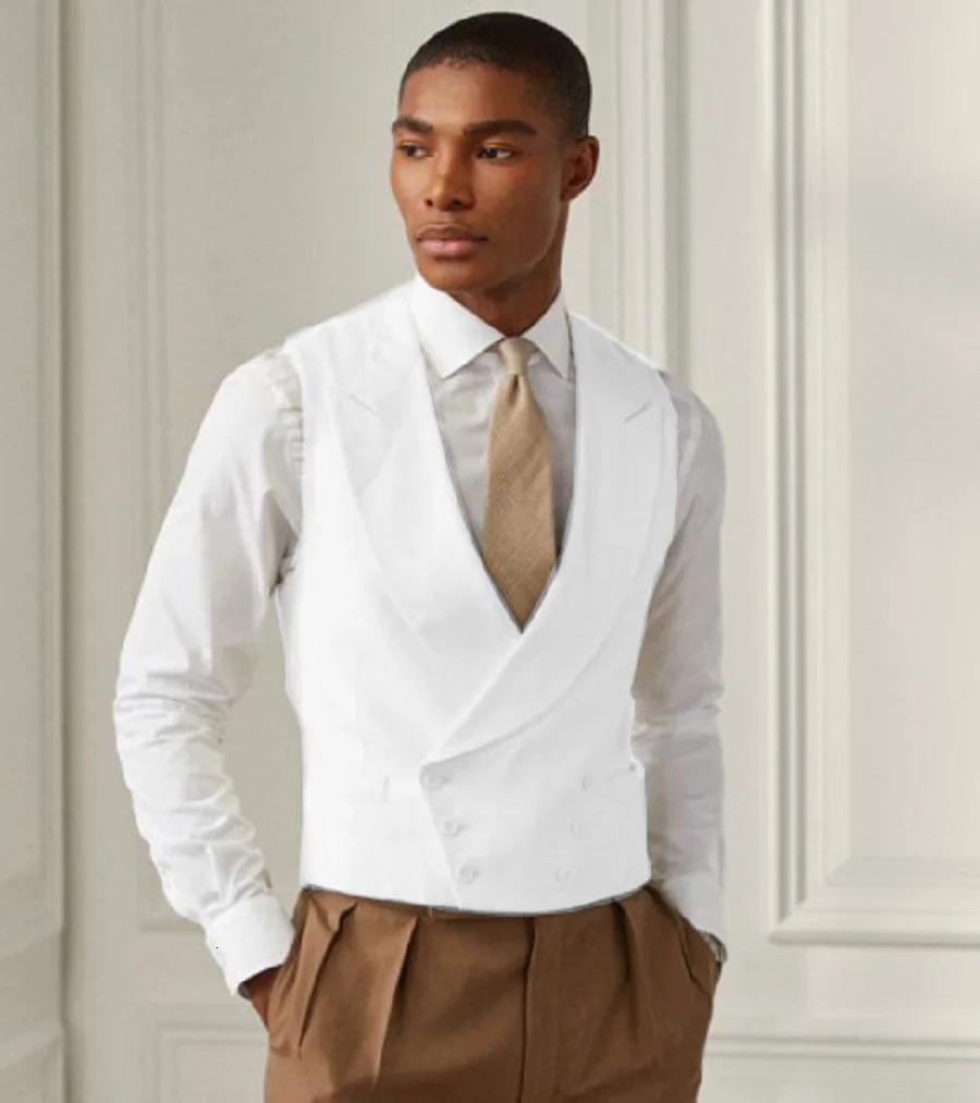 Mens Vest Lapel Double Breasted Slim Fit Solid Color Sleeveless Jacket Mens Tank Top Summer Wedding Evening Ball Formal Dress 250310