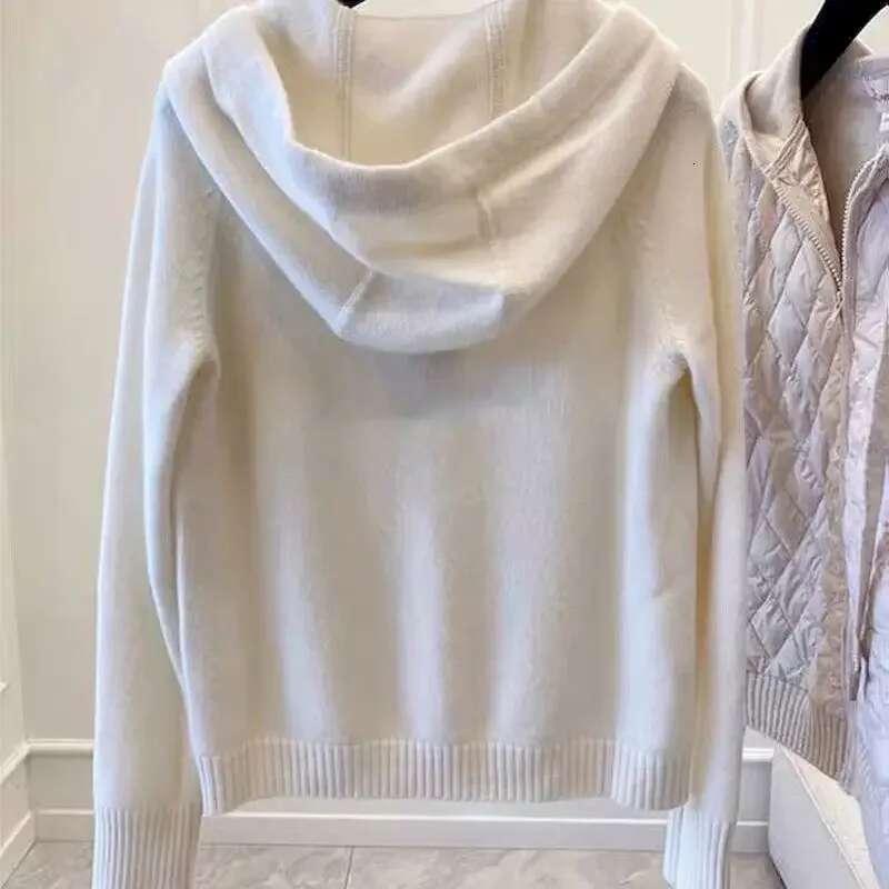 High Grade Tops Women Fasshion Knitted Patchwork Zip Up Winter Hooded Coats Thick Hoodies Casual Loose Parkas
