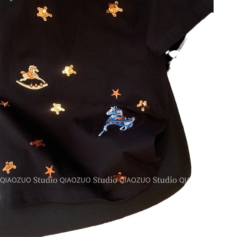 Outlets~American Style Design, Niche Short Sleeved T-Shirt, Women's Summer Chic Loose Top
