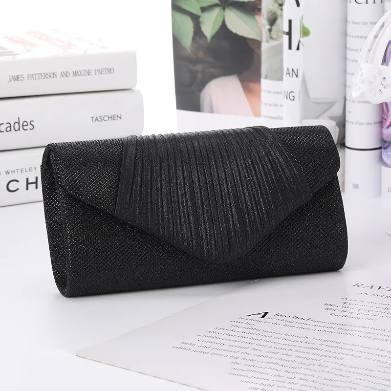 Womens Square Pleated Envelope Evening Clutch Purse Fashion Wedding Party Dinner Handbag Bag 250311