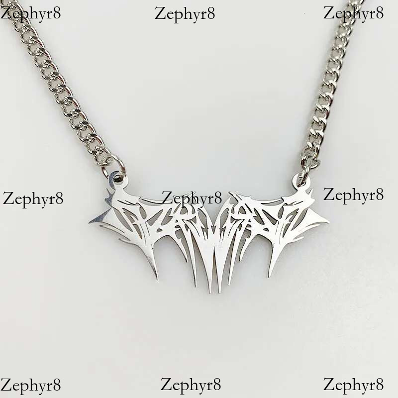 Punk Biochemical Crisis stainless steel necklace Pendant Hip Hop Sier Color Necklace for Women Men Couple Jewelry