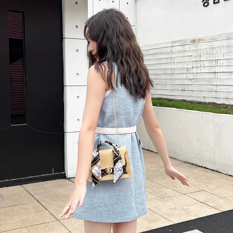 New womens bag dot panel printing ten font scarf bag buckle shoulder bag womens cross body bag Y250315