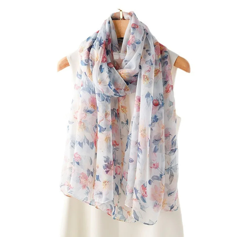 Fashion Spring/Summer Womens Printed Headbands Beach Chiffon Scarves Shawls Womens Long Bags Beach Sunscreen Headbands 250314