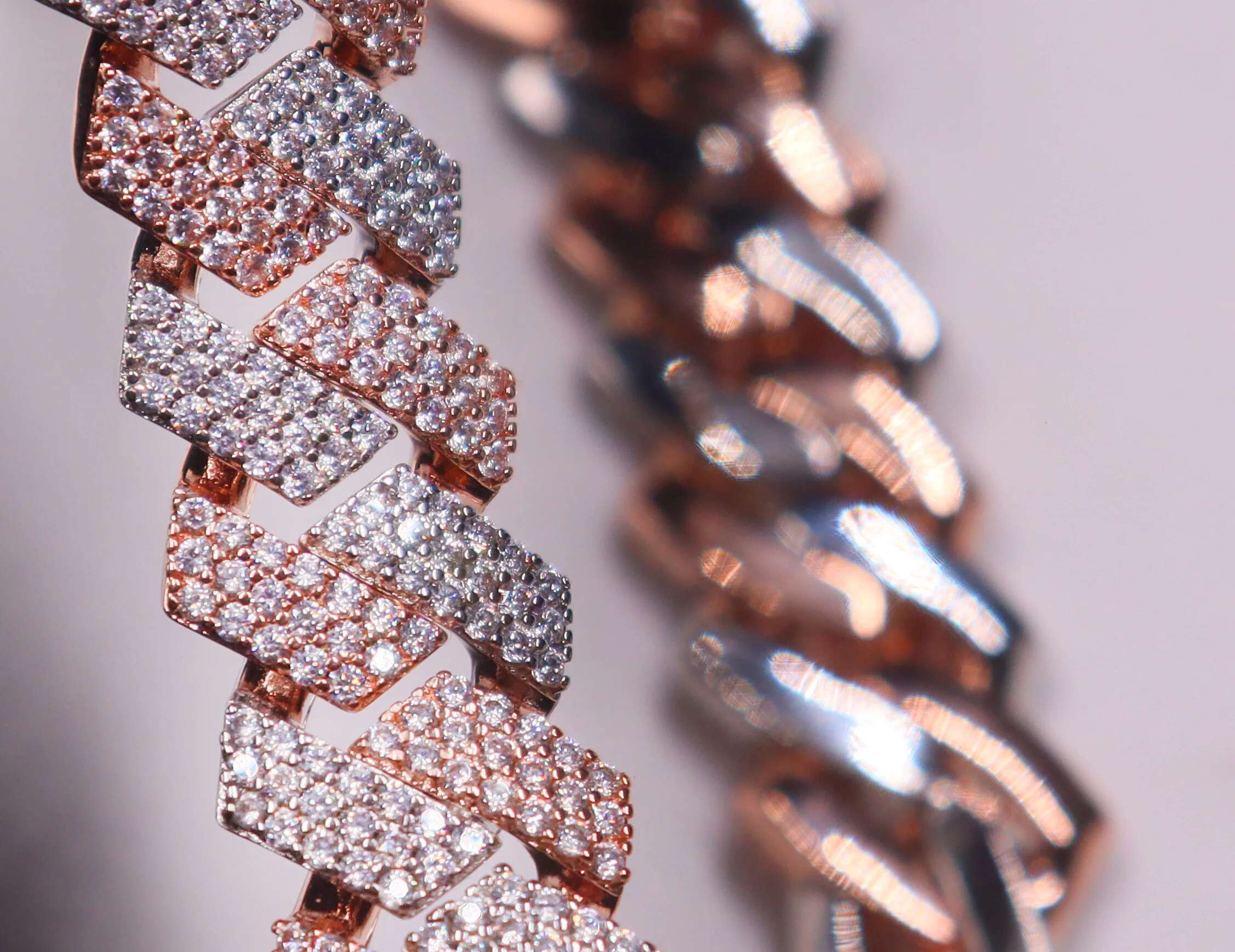 13mm Wide Sterg Two Color Sier Gold Plated 3rows Vvs Moissanite Iced Out Cuban k Chain Cz Fashion Jewelry