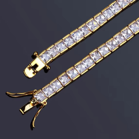 Mens 6mm Boss Life Princess Cut Hip Hop Tennis Chain Necklace Flooded Ice Moissanite Style
