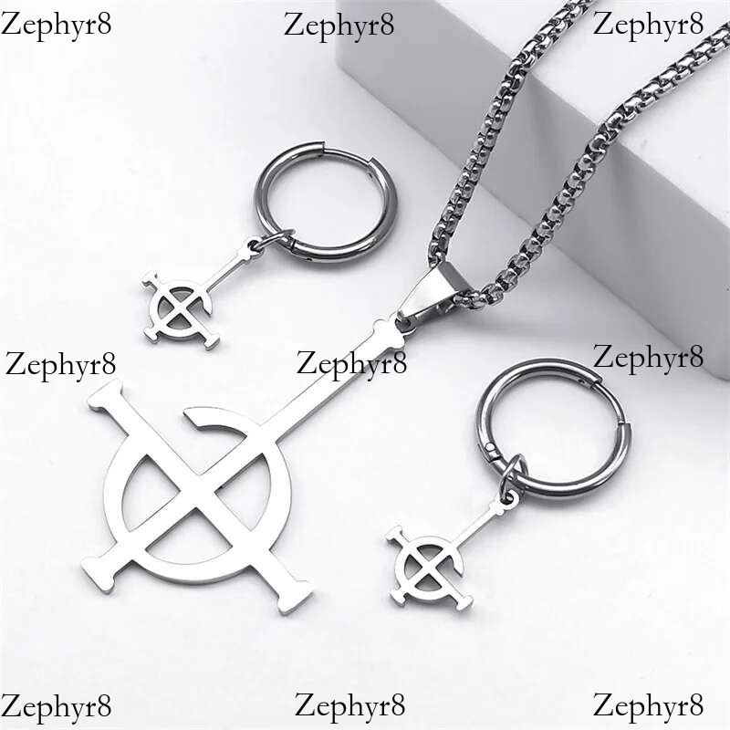 Stainless Steel Jewelry Set BC Rock Band Pendant Necklace The band Ghost Ghoul Chain Necklaces Fashion Earring Ring collar
