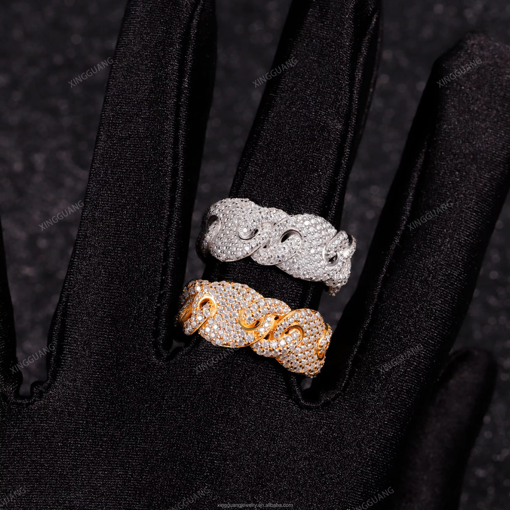 XG RTS New Design Moissanite Rings 925 Silver Fine Jewelry Ring Hip Hop Diamond Ring for Men