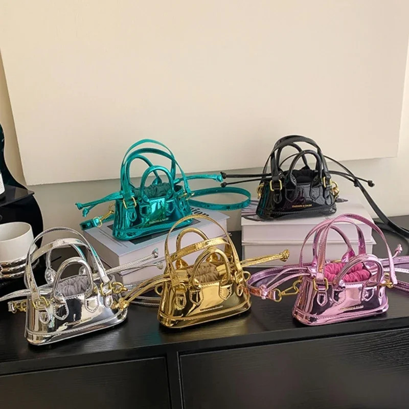 Women Mini Crossbody Bag Handbag Purse with Adjustable Strap and Top Handles Mini Patent Leather Shoulder Bag Clutch Bag 250314