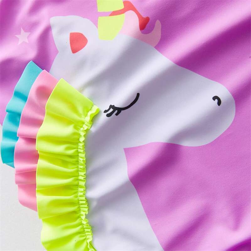 Girl's one-piece swimsuit, unicorn, bare back, summer