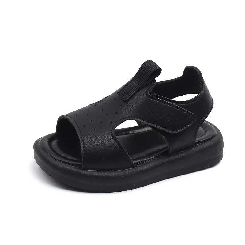 Childrens Simple Fashion Boys Sandals Hook and Loop Girls Cute Casual Shoes Soft Breathable Non Slip Flat Shoes Solid 2024T250315