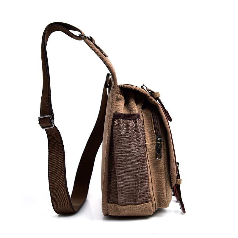 Trendy backpack canvas fashionable men's work one shoulder crossbody, travel multi compartment mailman designer
