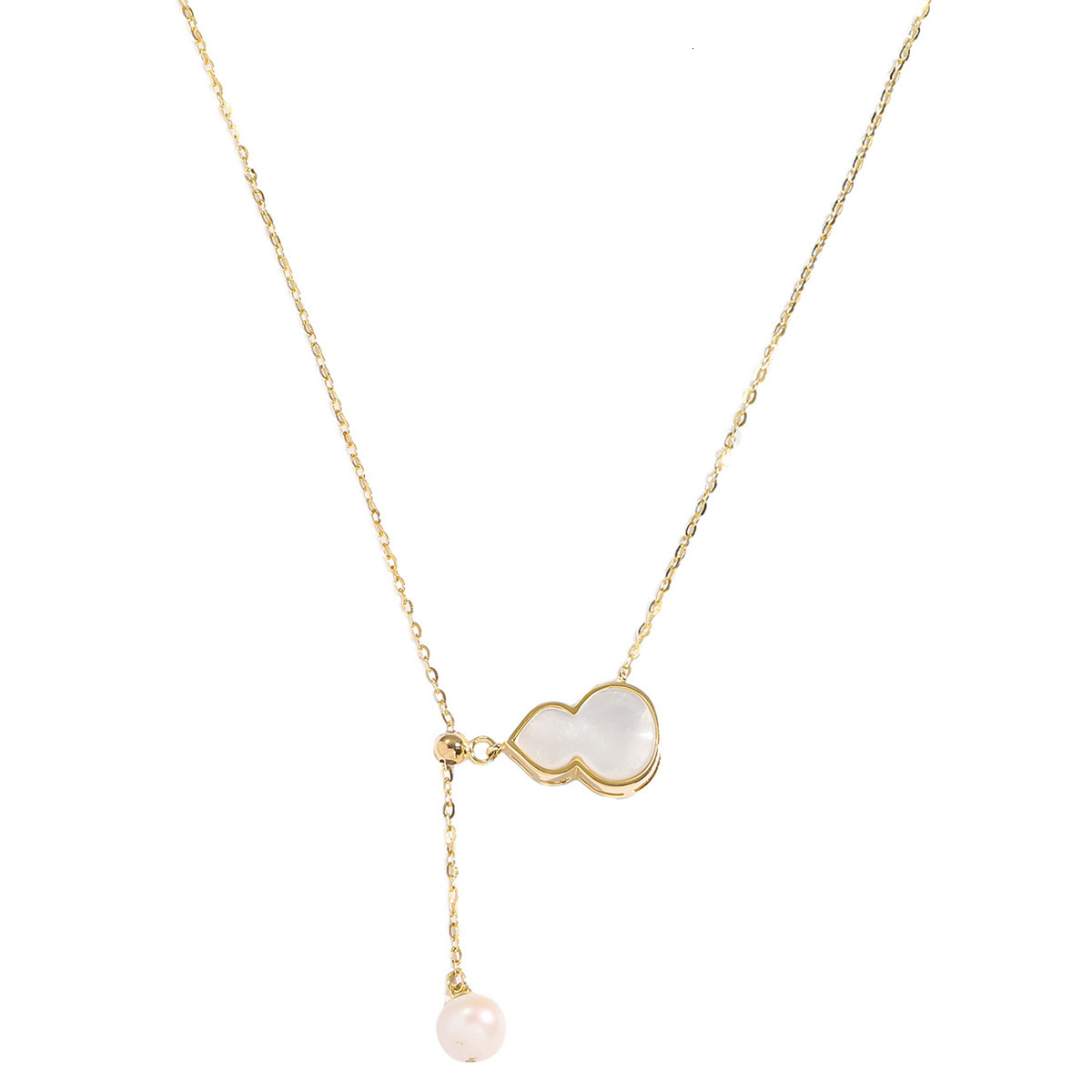 S925 Silver Necklace Women Set Diamond Gourd Fashion Simple Clavicle Chain Niche Design Flu Necklace Jewelry Accessories
