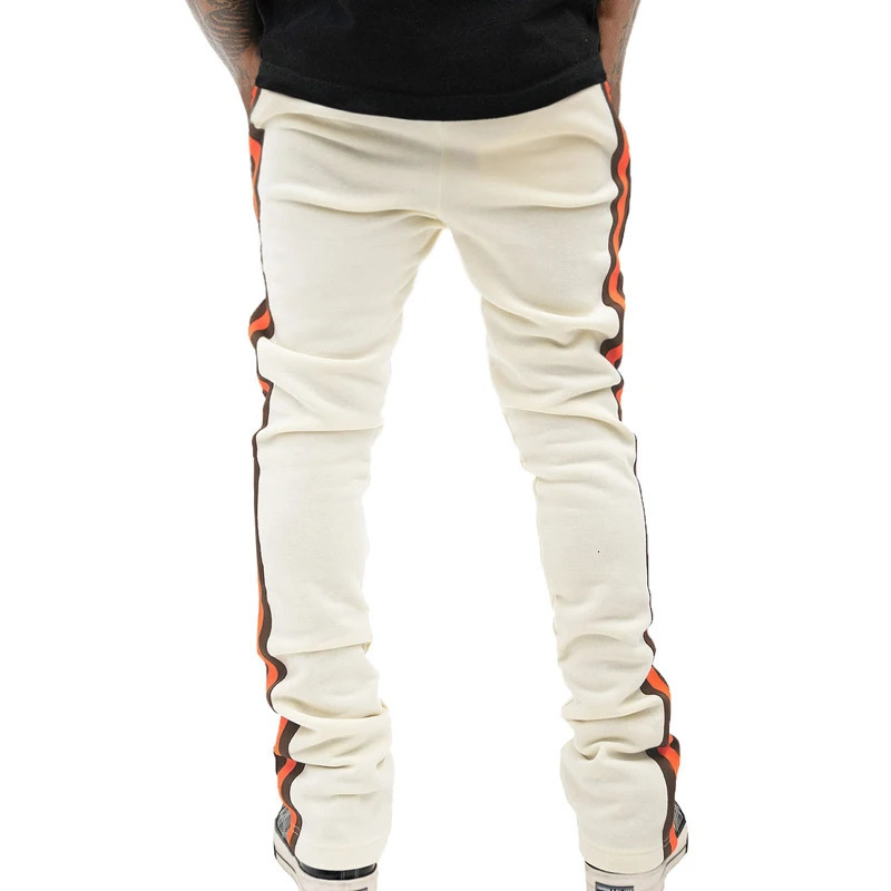 European and American spring autumn casual pants mens patchwork flared sweatpants trousers slim 250313