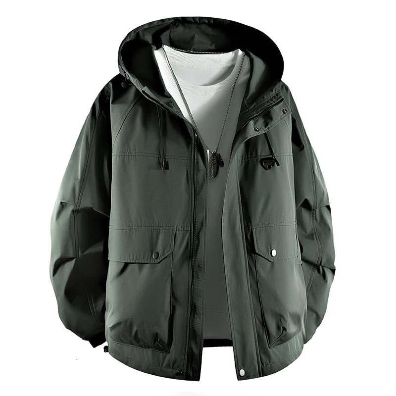 Mens jacket with hooded large pocket windproof slotted size 6XL 7XL 8XL Plus waterproof camping loose and soft 250313