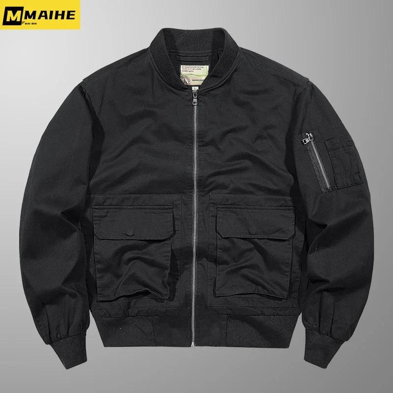 AutumnWinter MA1 Cargo Jacket Mens Vintage Oversized Threedimensional Pocket Baseball Uniform Gorpcore Army Green Coat 250312